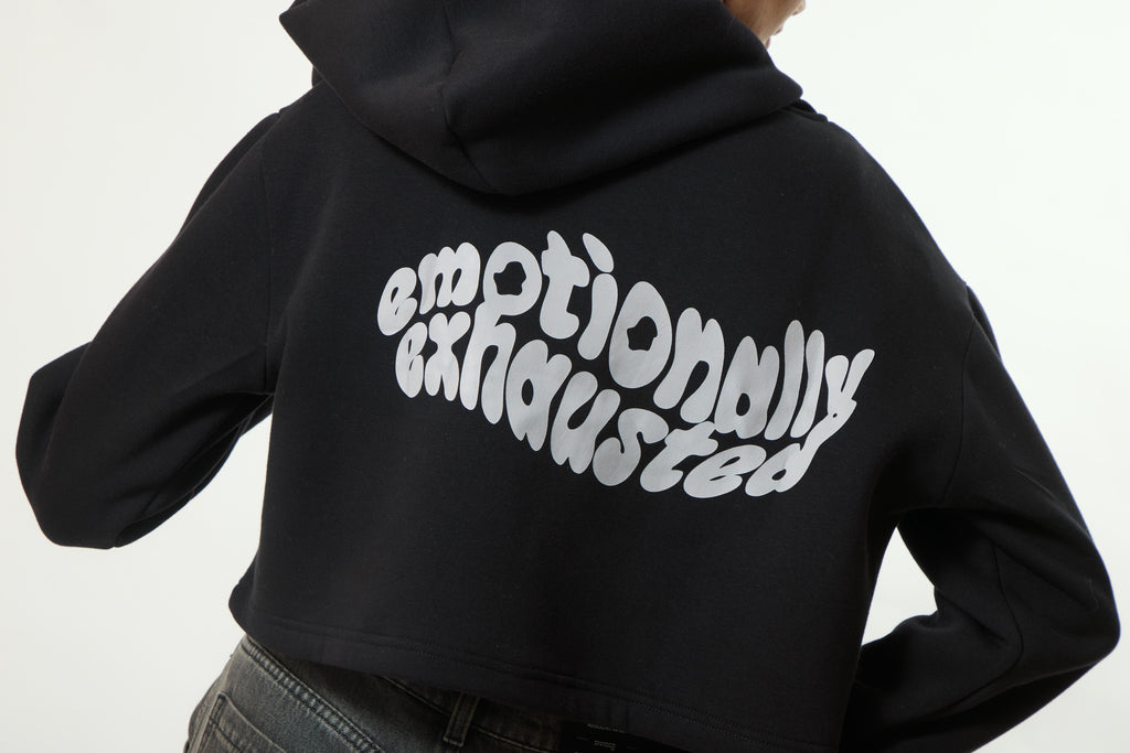 EMOTIONALLY EXHAUSTED Crop Hoodie