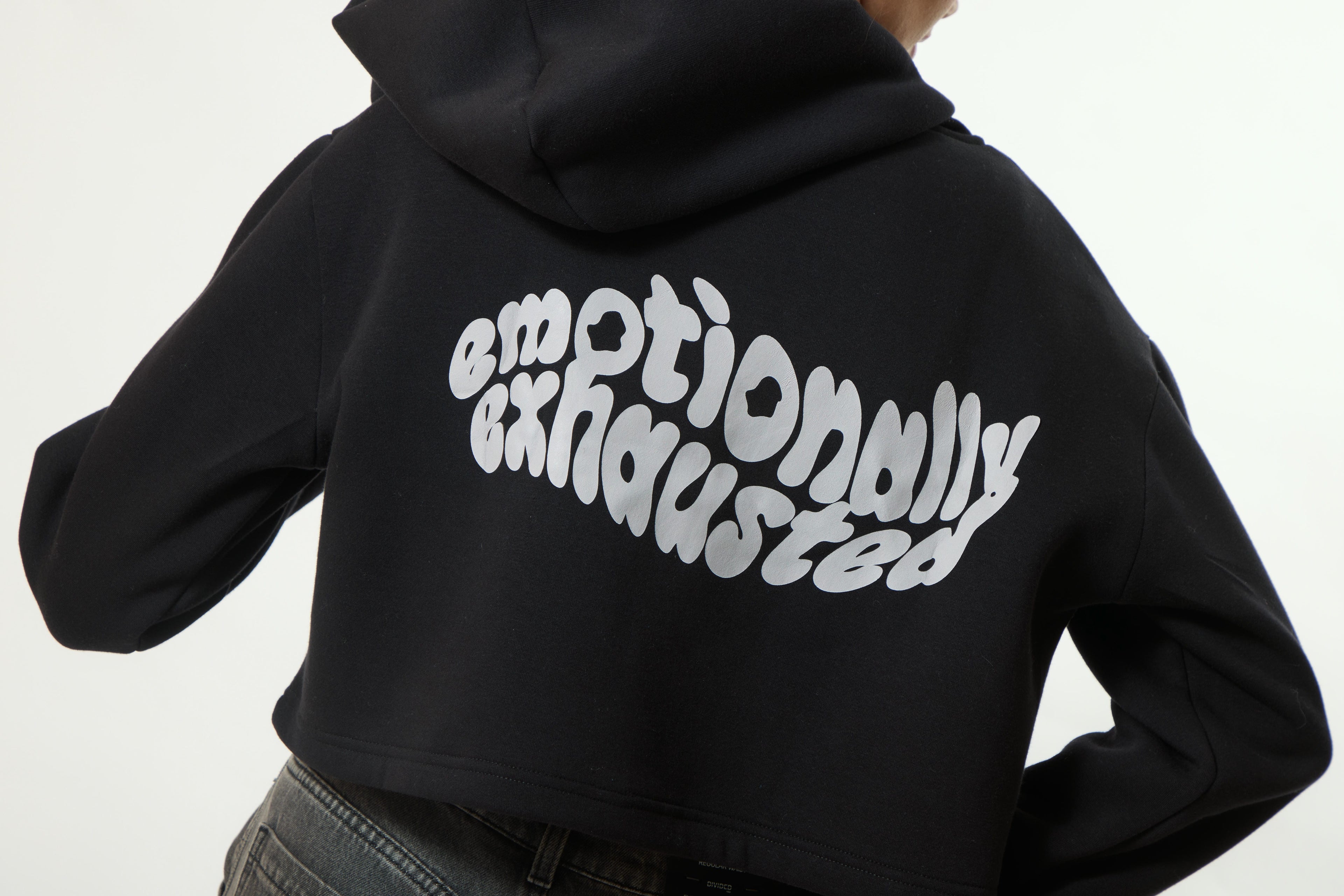 EMOTIONALLY EXHAUSTED Crop Hoodie
