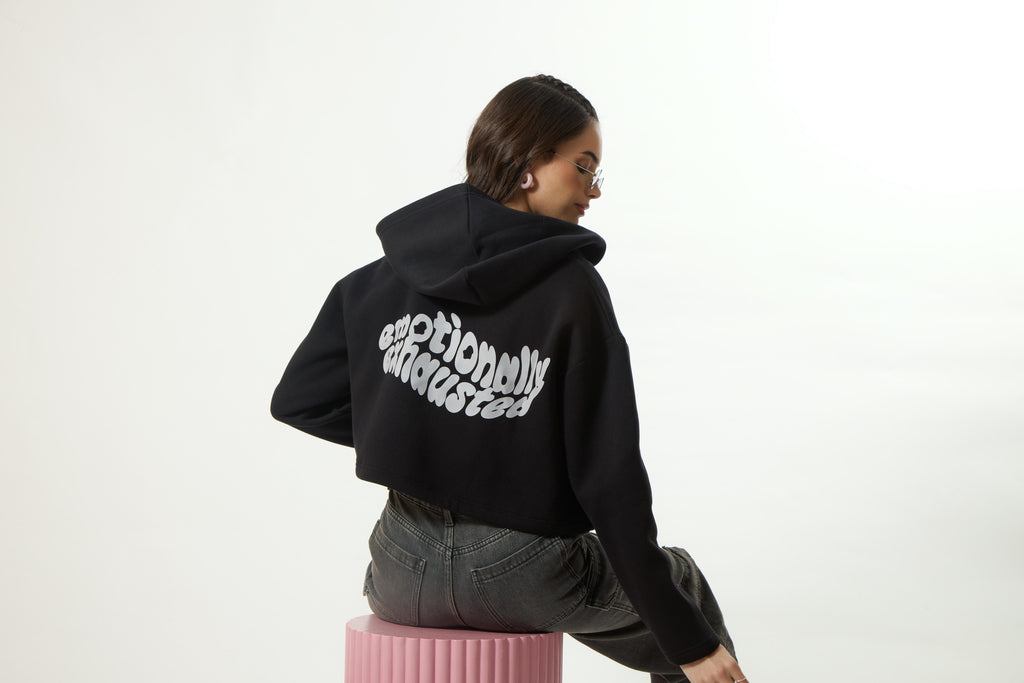 EMOTIONALLY EXHAUSTED Crop Hoodie