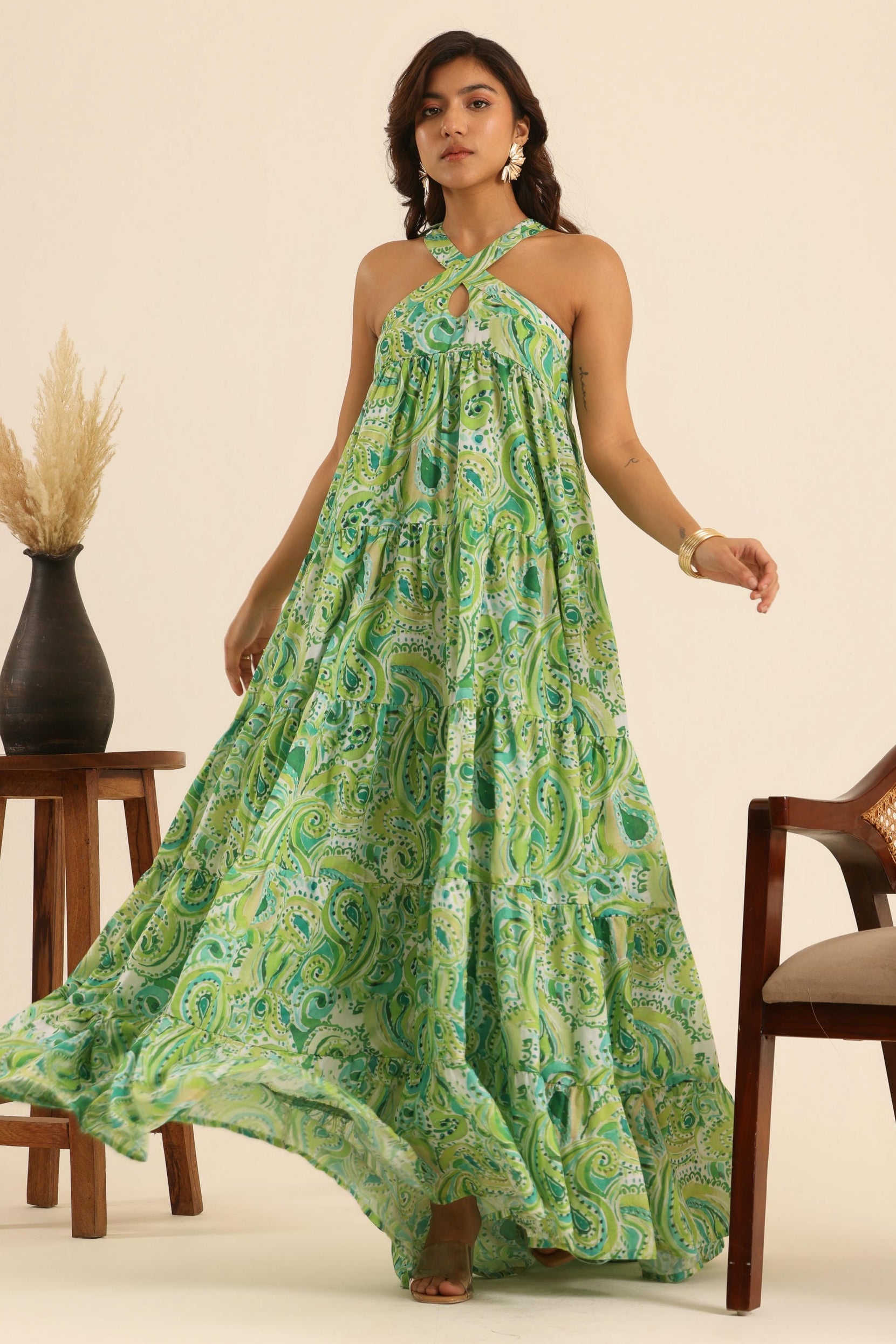 Rangrez Mean Green Maxi Dress