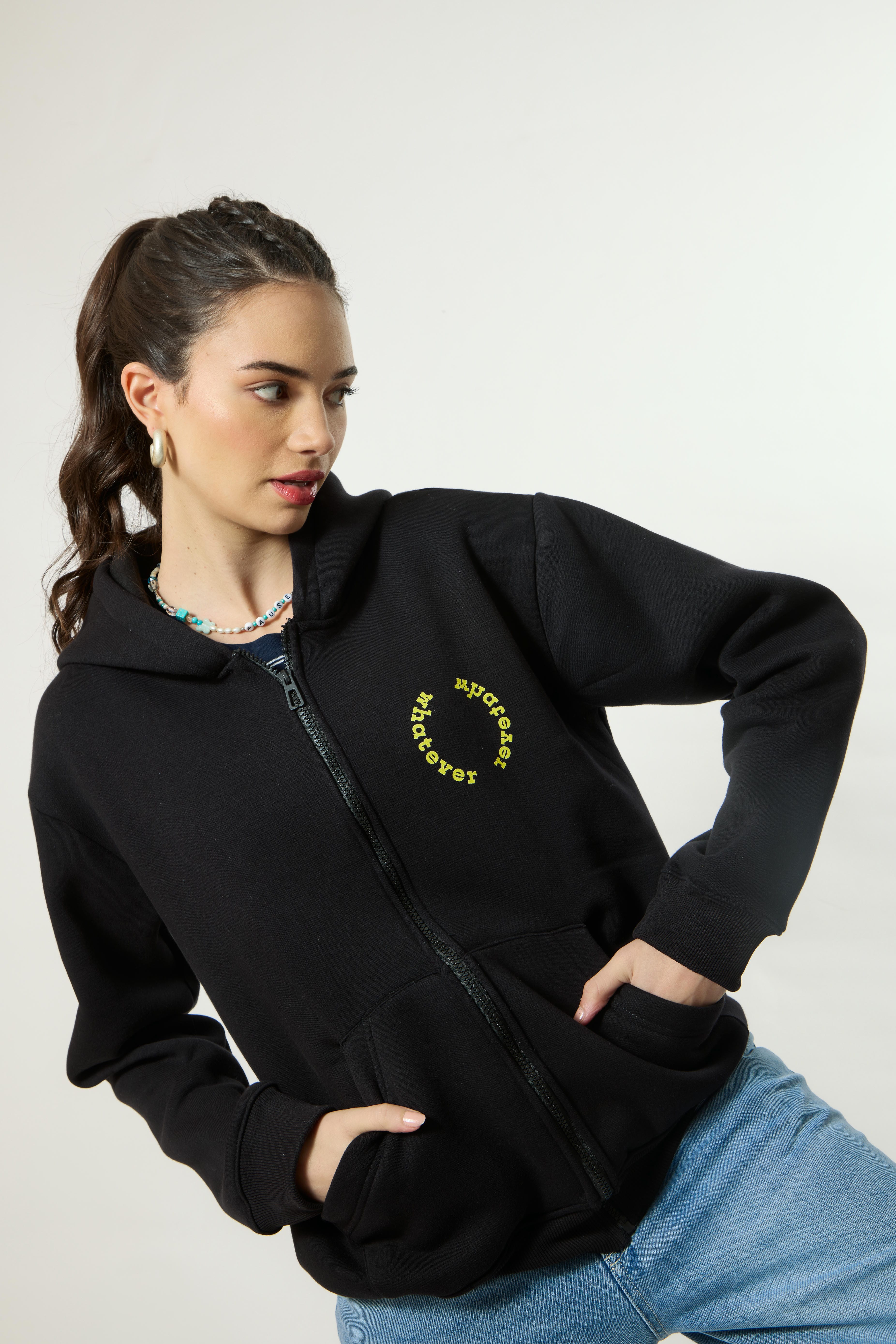 WHATEVER SMILEY Premium Oversized Hoodie