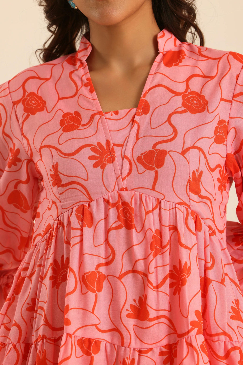 Rangrez Flamingo Tiered Dress