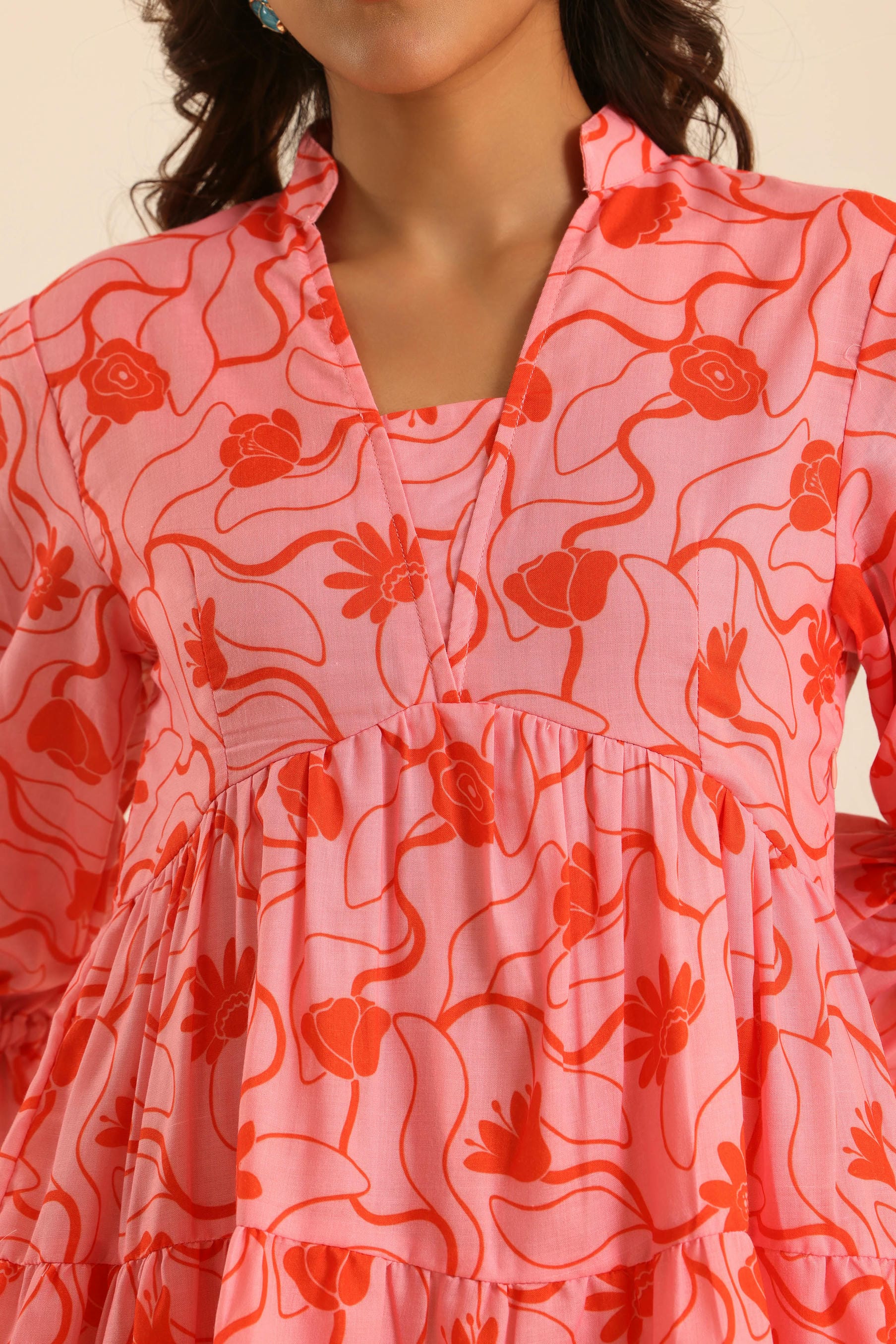 Rangrez Flamingo Tiered Dress