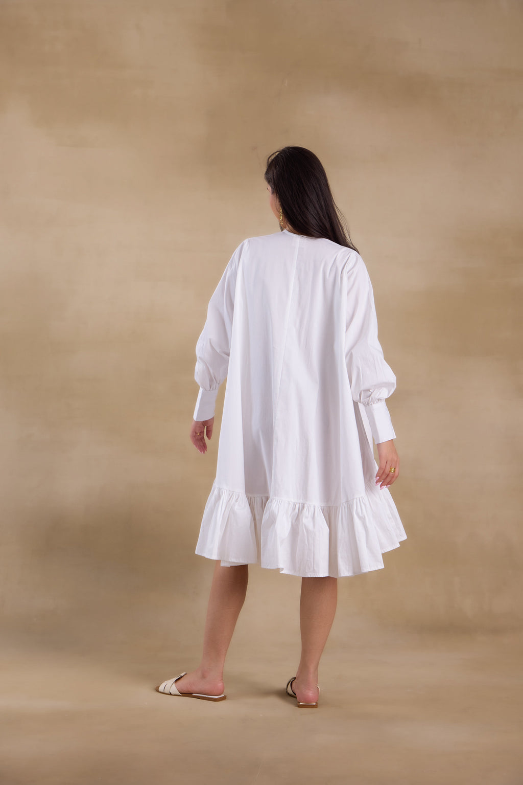 Alaya Essentials White Tiered Ruffle Dress