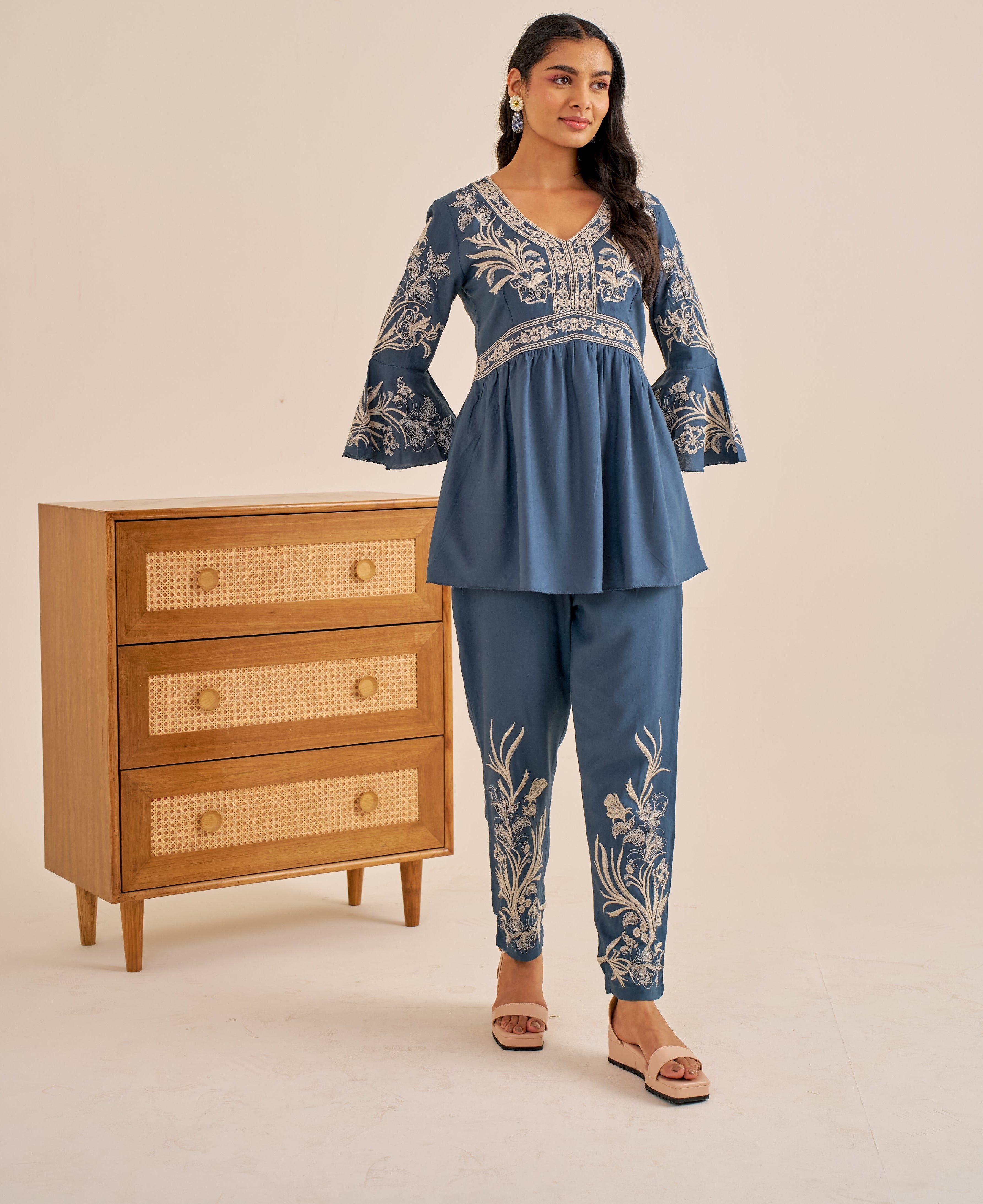 Meher Teal Breeze Peplum Co-ord Set