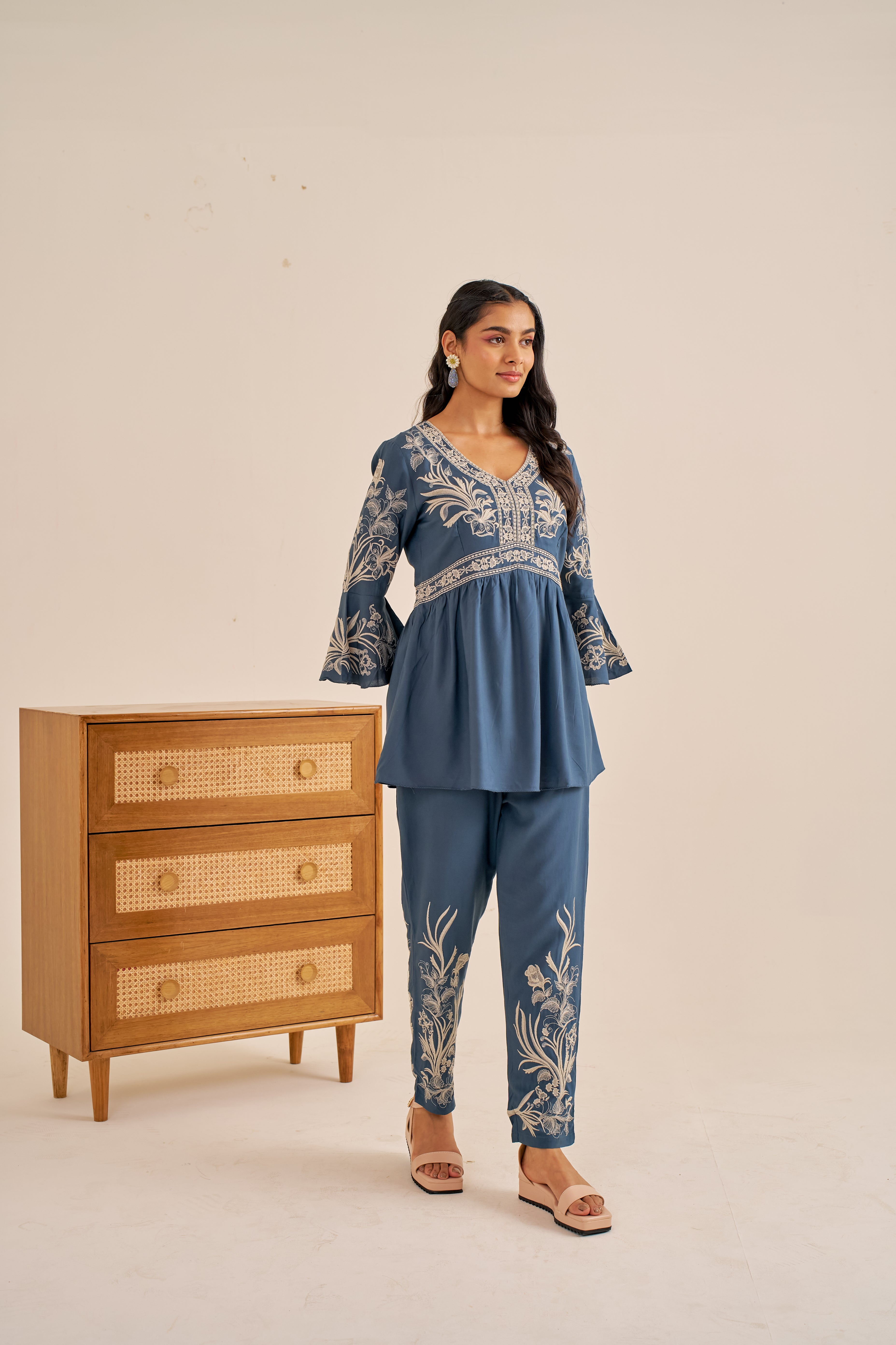 Meher Teal Breeze Peplum Co-ord Set