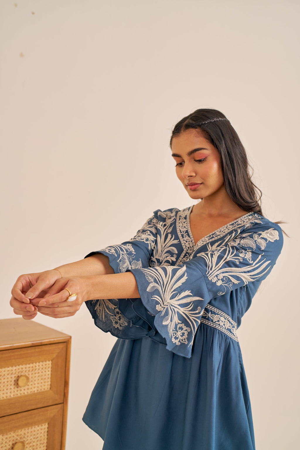 Meher Teal Breeze Peplum Co-ord Set