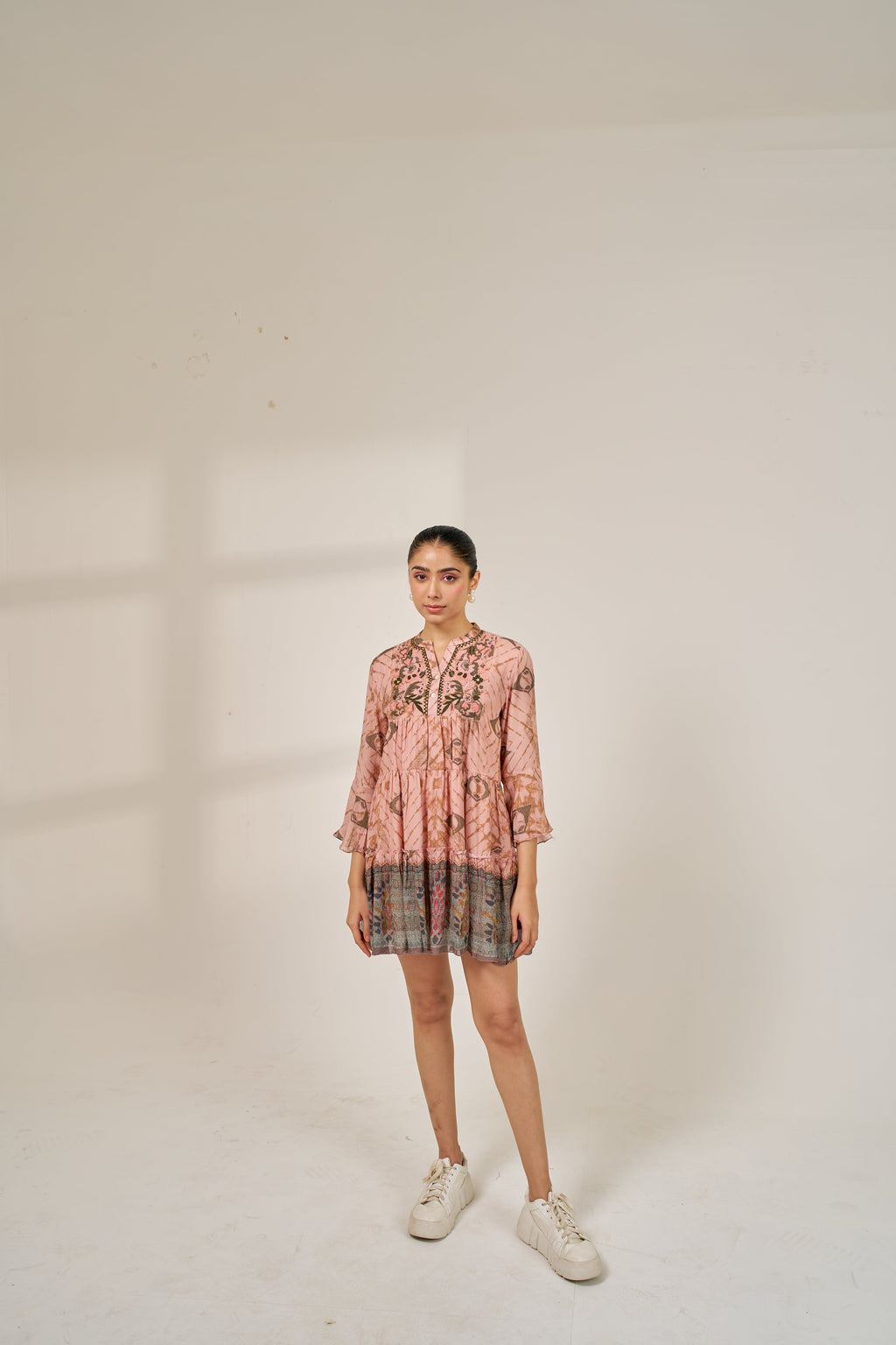 Meher Blush Pink Printed Short Dress