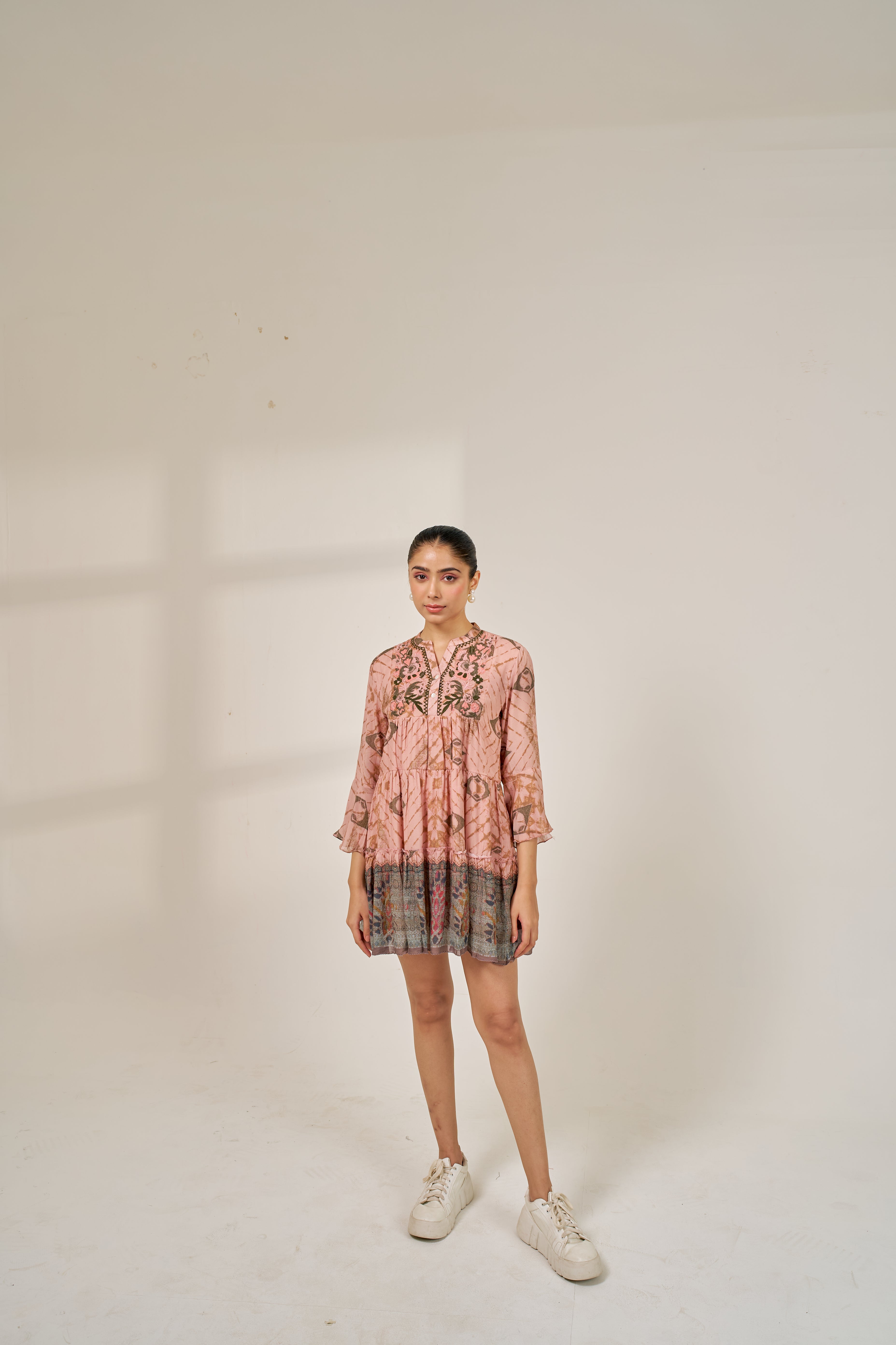 Meher Blush Pink Printed Short Dress