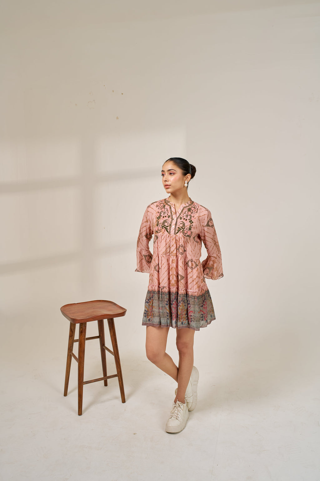 Meher Blush Pink Printed Short Dress