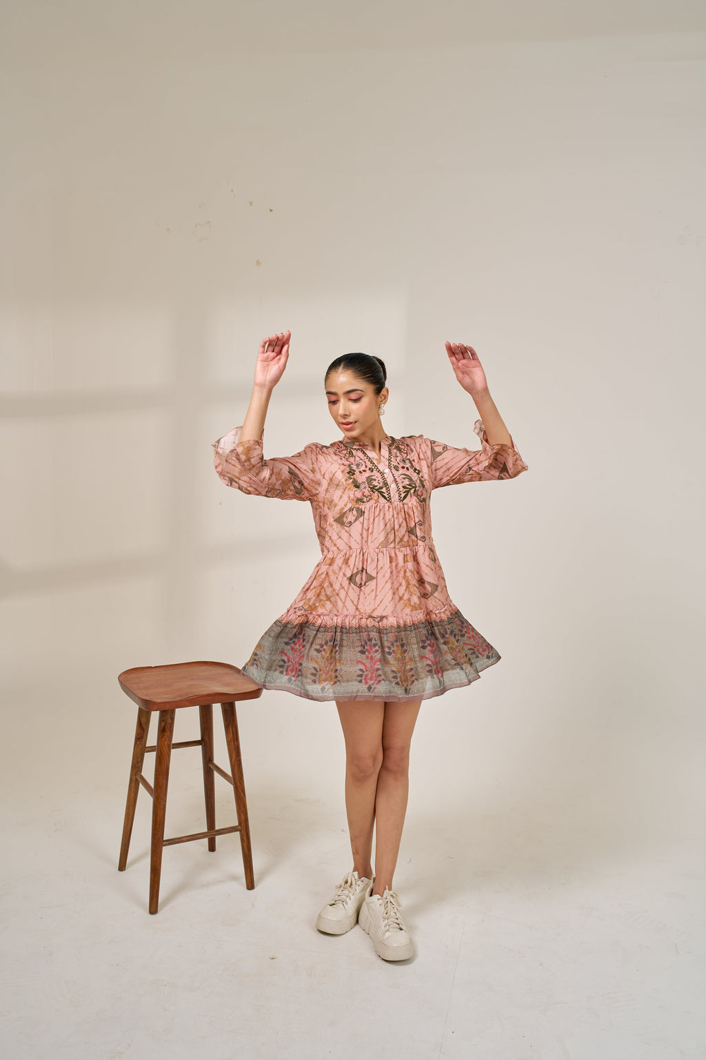 Meher Blush Pink Printed Short Dress