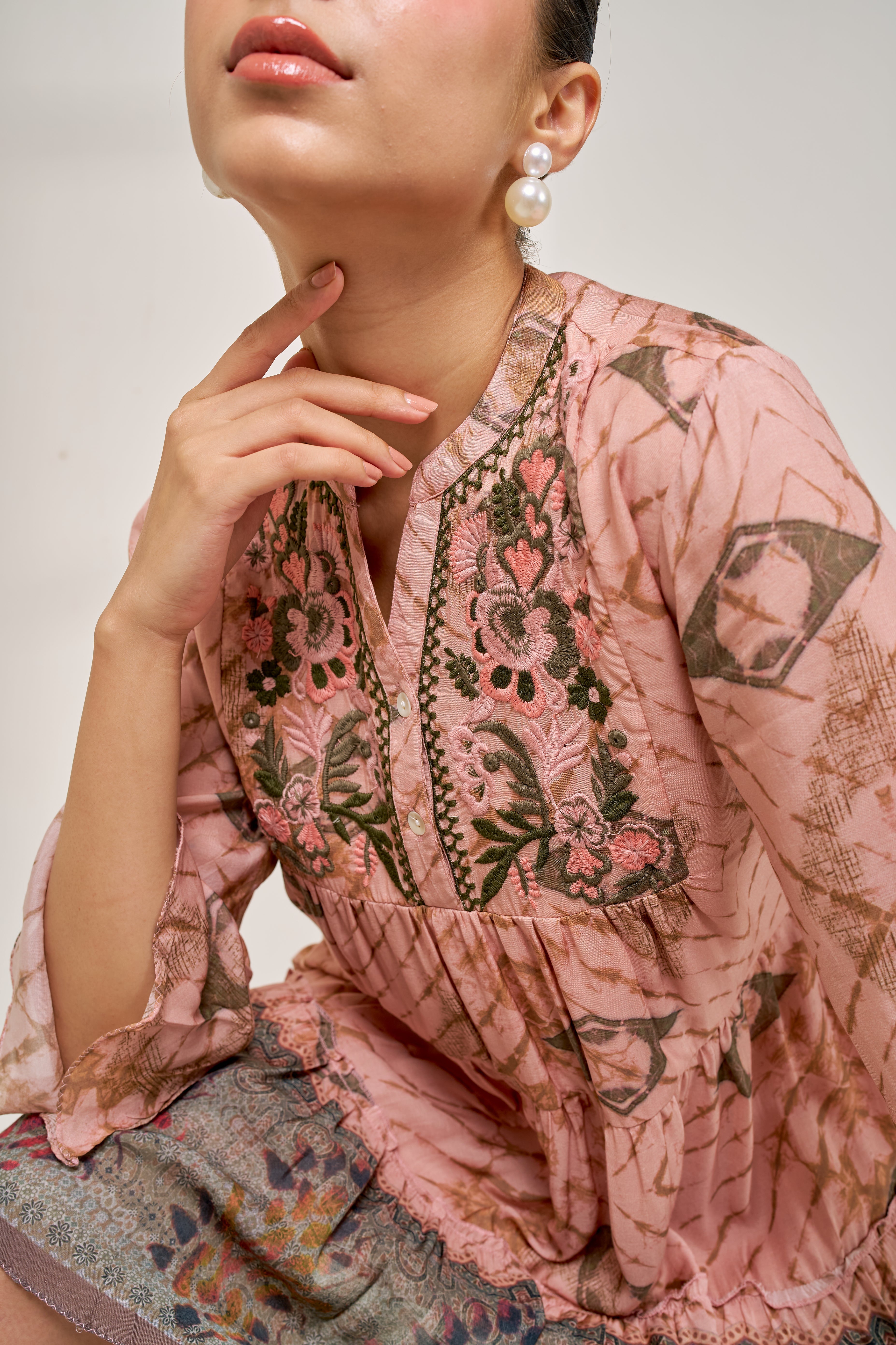 Meher Blush Pink Printed Short Dress