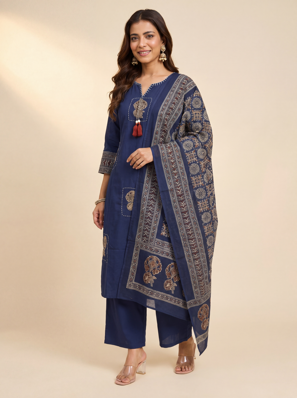 Indigo Ajrakh Kurta Set
