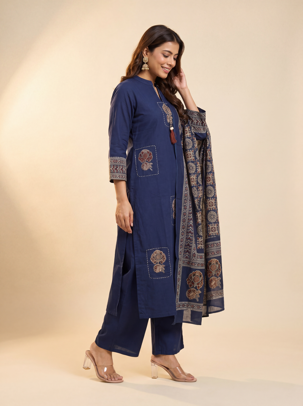 Indigo Ajrakh Kurta Set