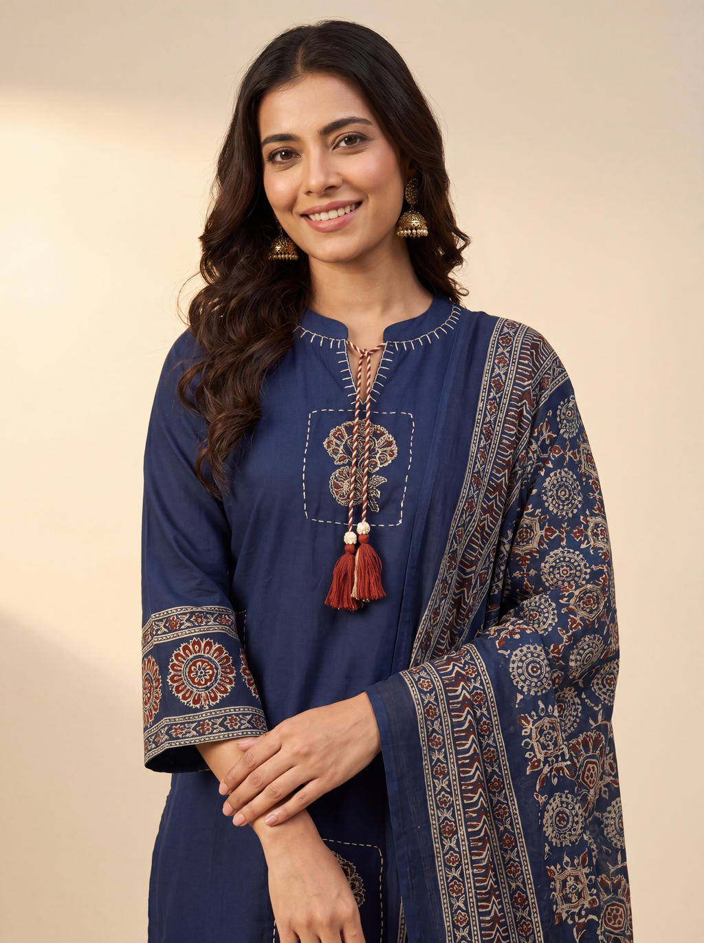 Indigo Ajrakh Kurta Set