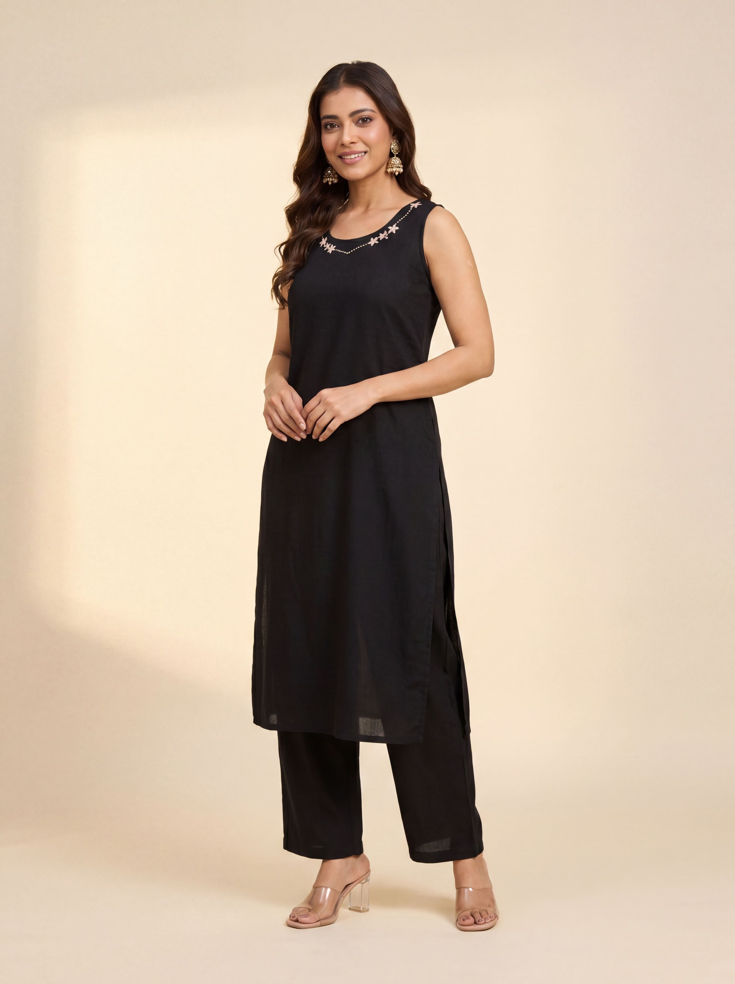 Black Blossom Kurta Set