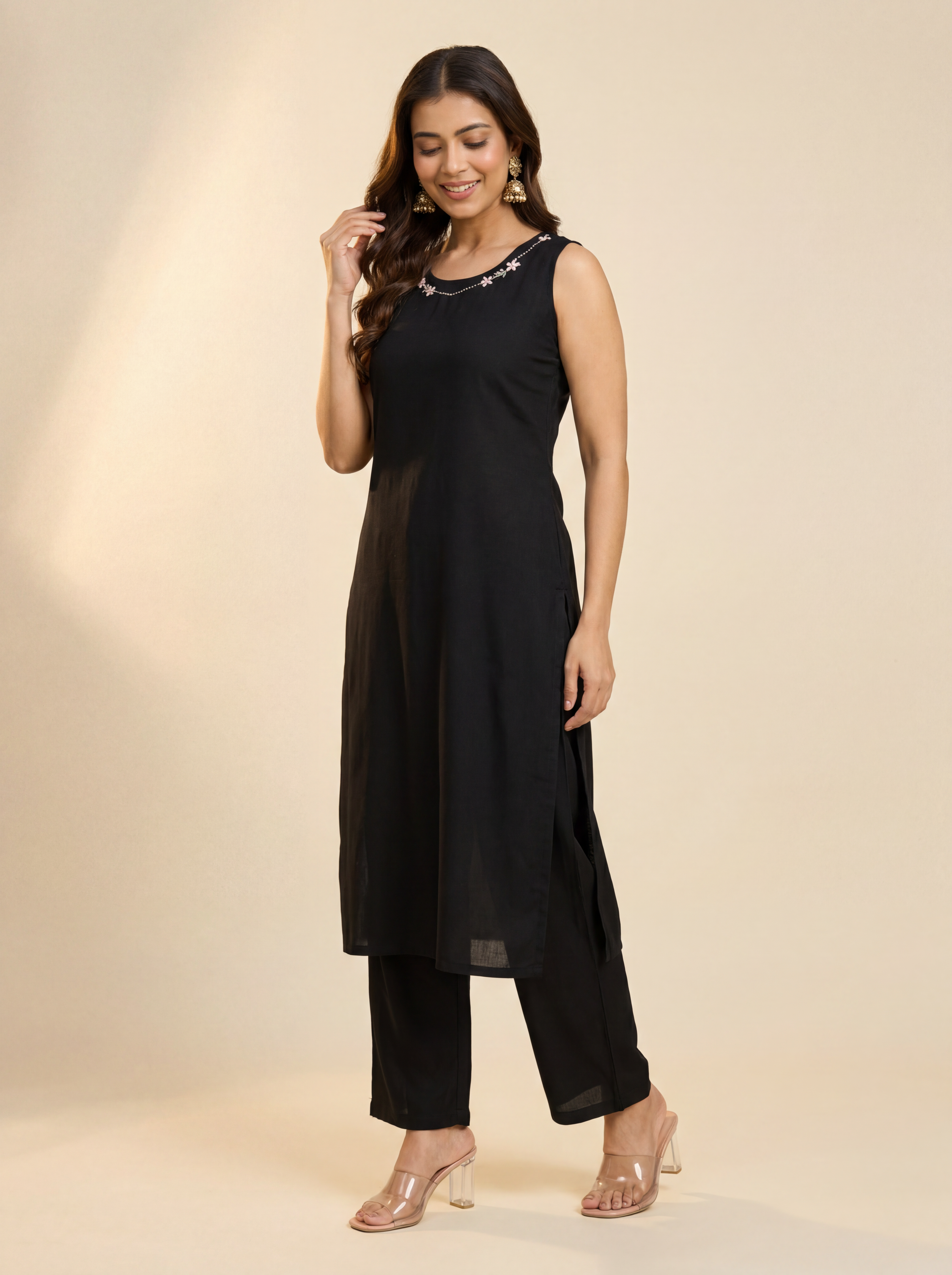 Black Blossom Kurta Set