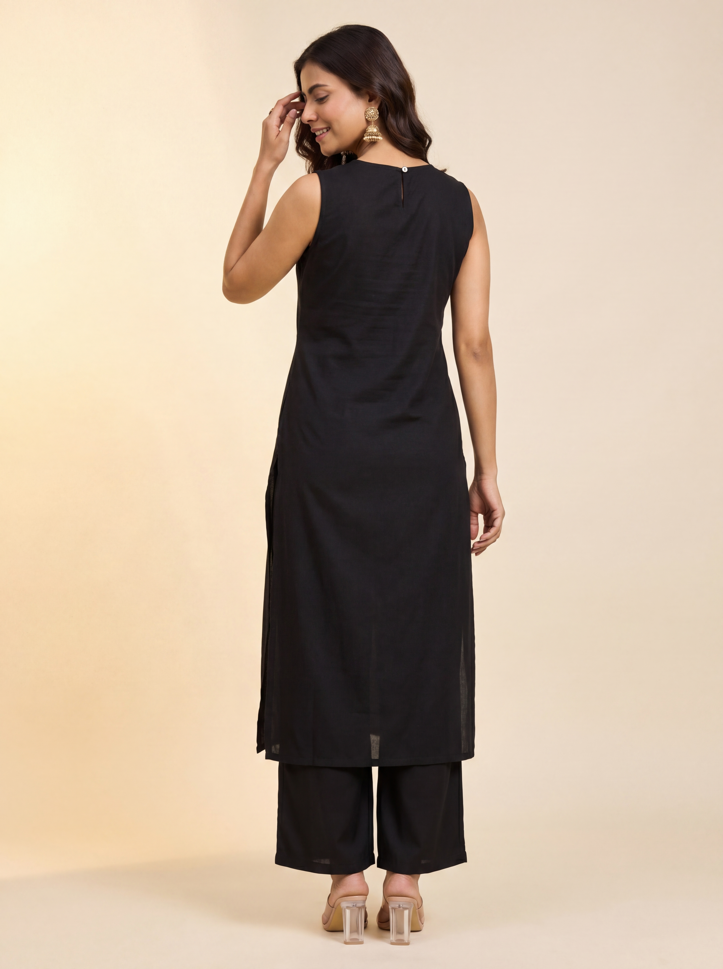 Black Blossom Kurta Set