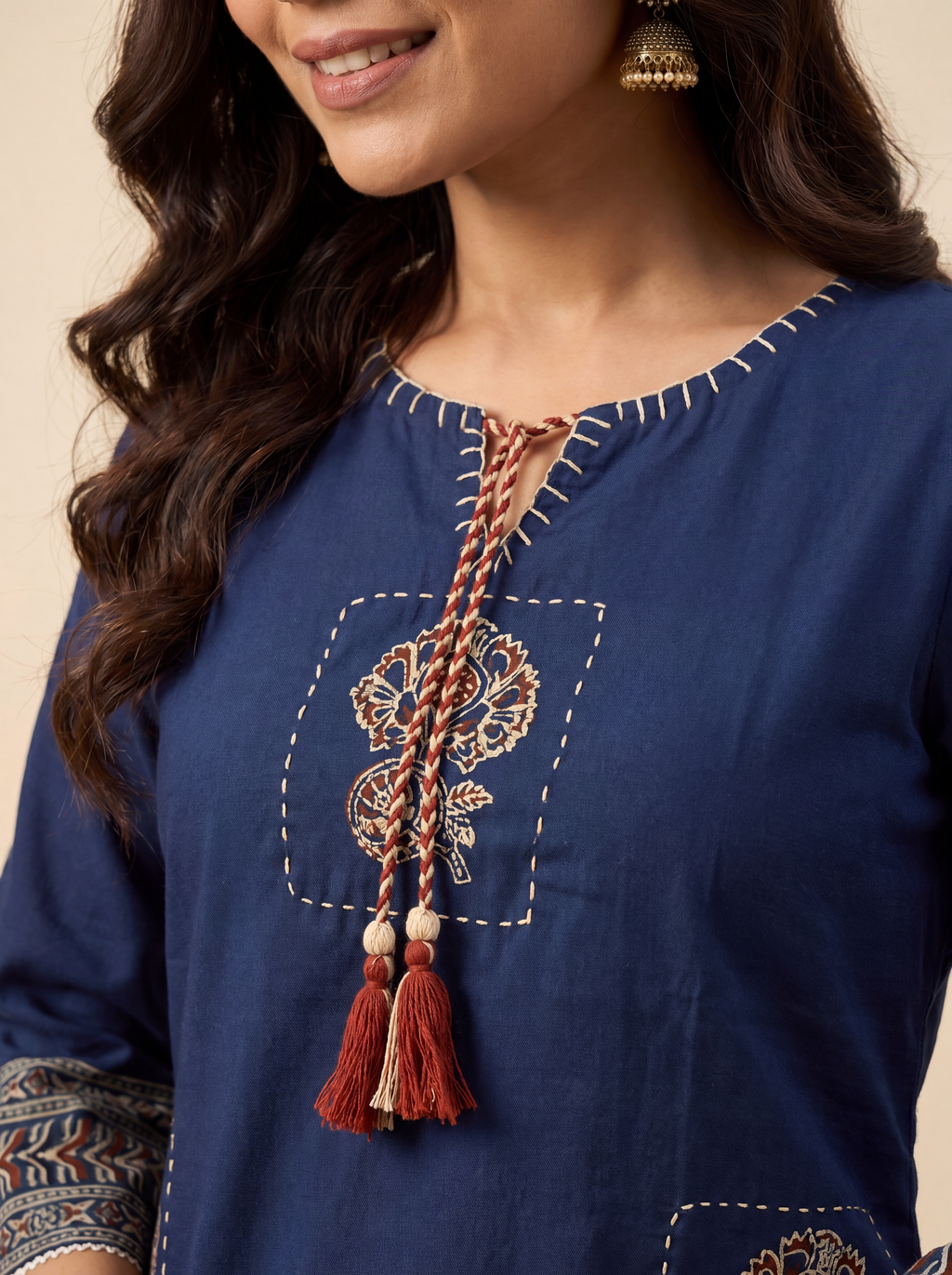 Indigo Ajrakh Kurta Set