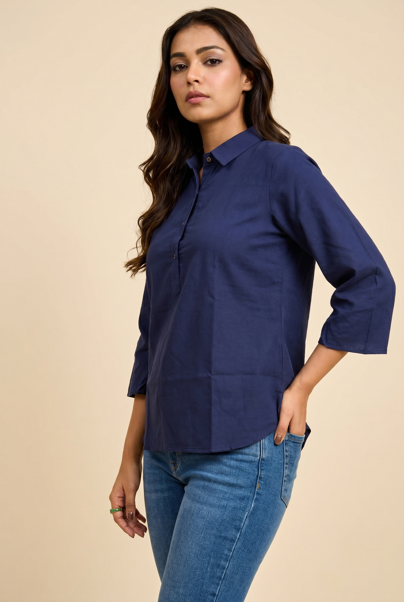 Navy Blue Relaxed Shirt