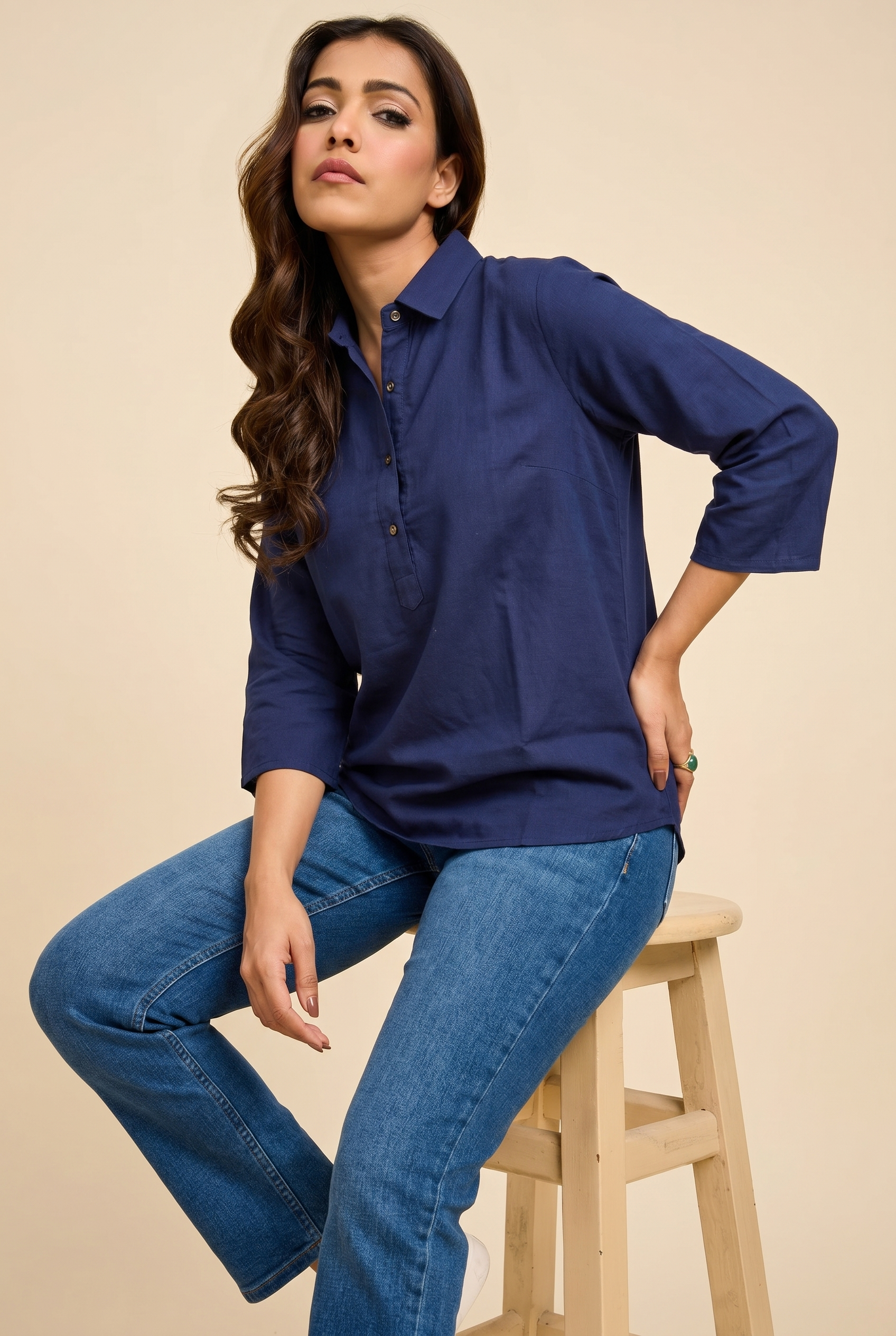 Navy Blue Relaxed Shirt