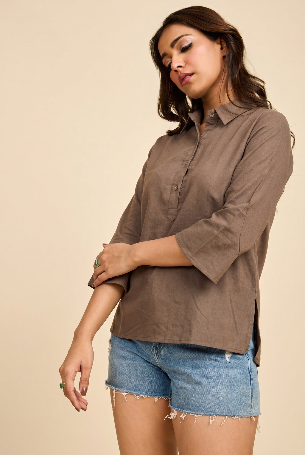 Earthy Mocha Cotton Shirt