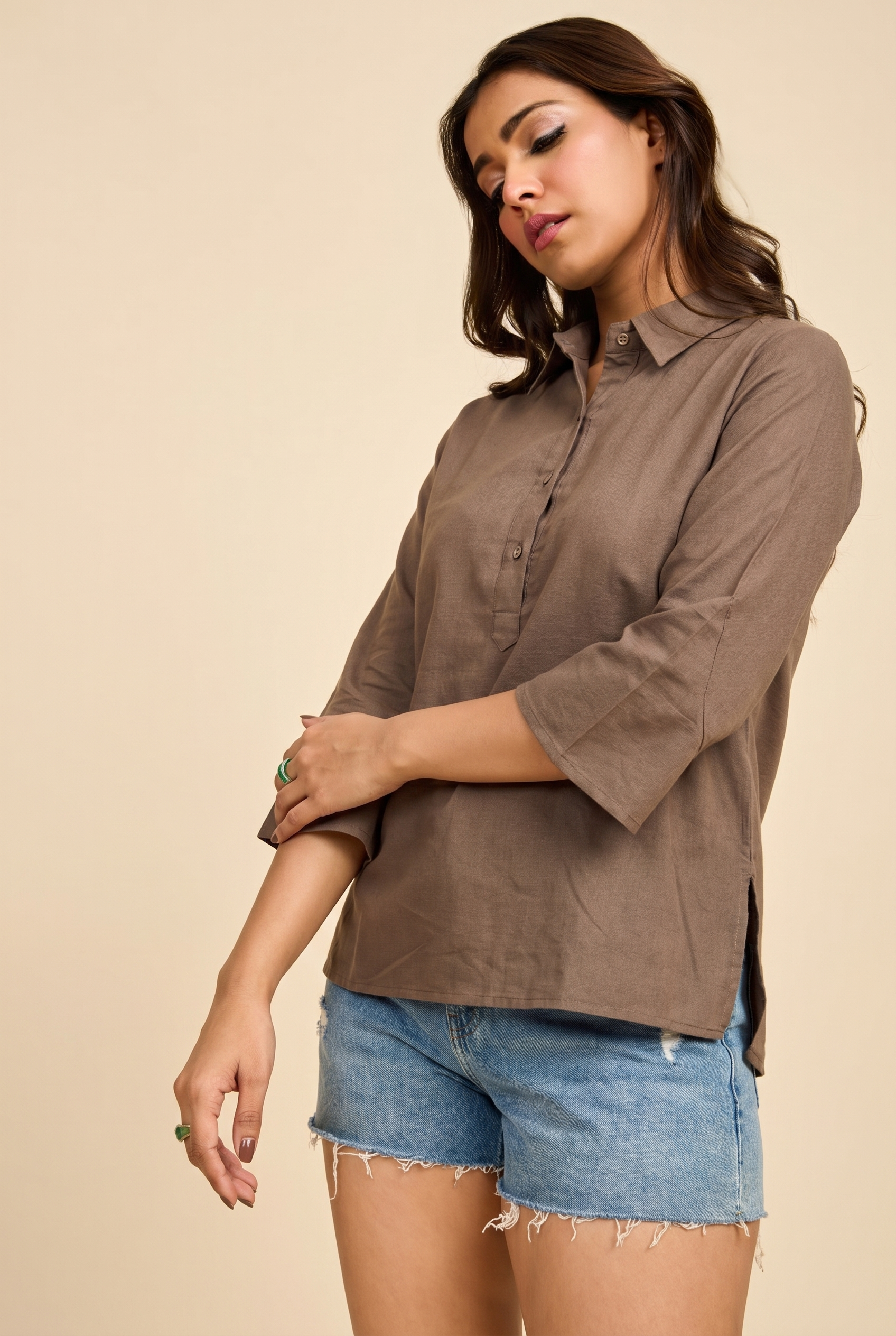 Earthy Mocha Cotton Shirt